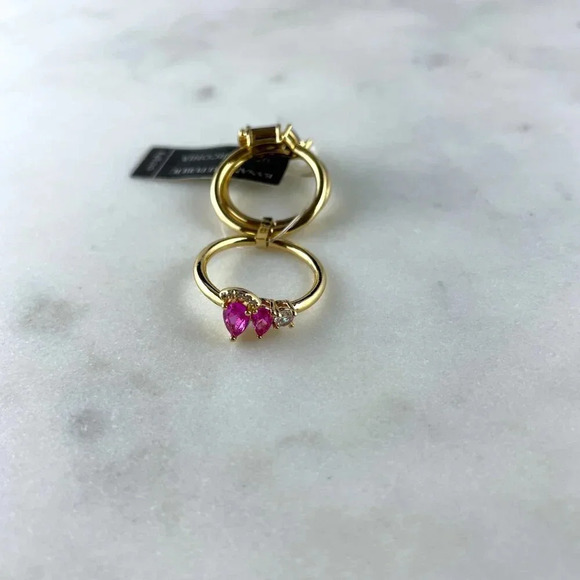 Banana Republic Cubic Zirconia Rings, Set of 3 (pink, blue, purple stones), NWT - Picture 4 of 6